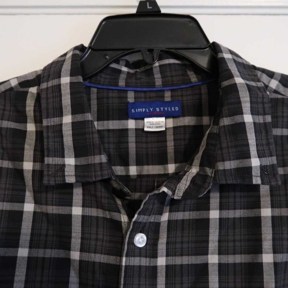 XXLT tall casual button shirt black grey white